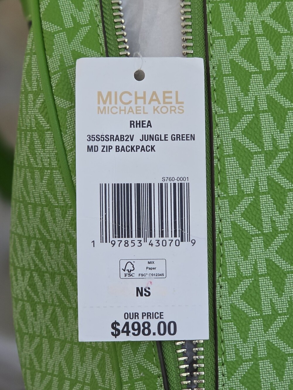 Michael Kors Rhea Logo Medium Green Backpack - Picture 8 of 10
